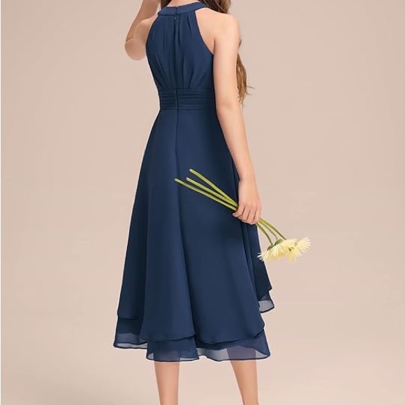 Girls / Teen Navy Blue A-Line Halter Semi-Formal Dress (Size: 12) - Picture 7 of 7